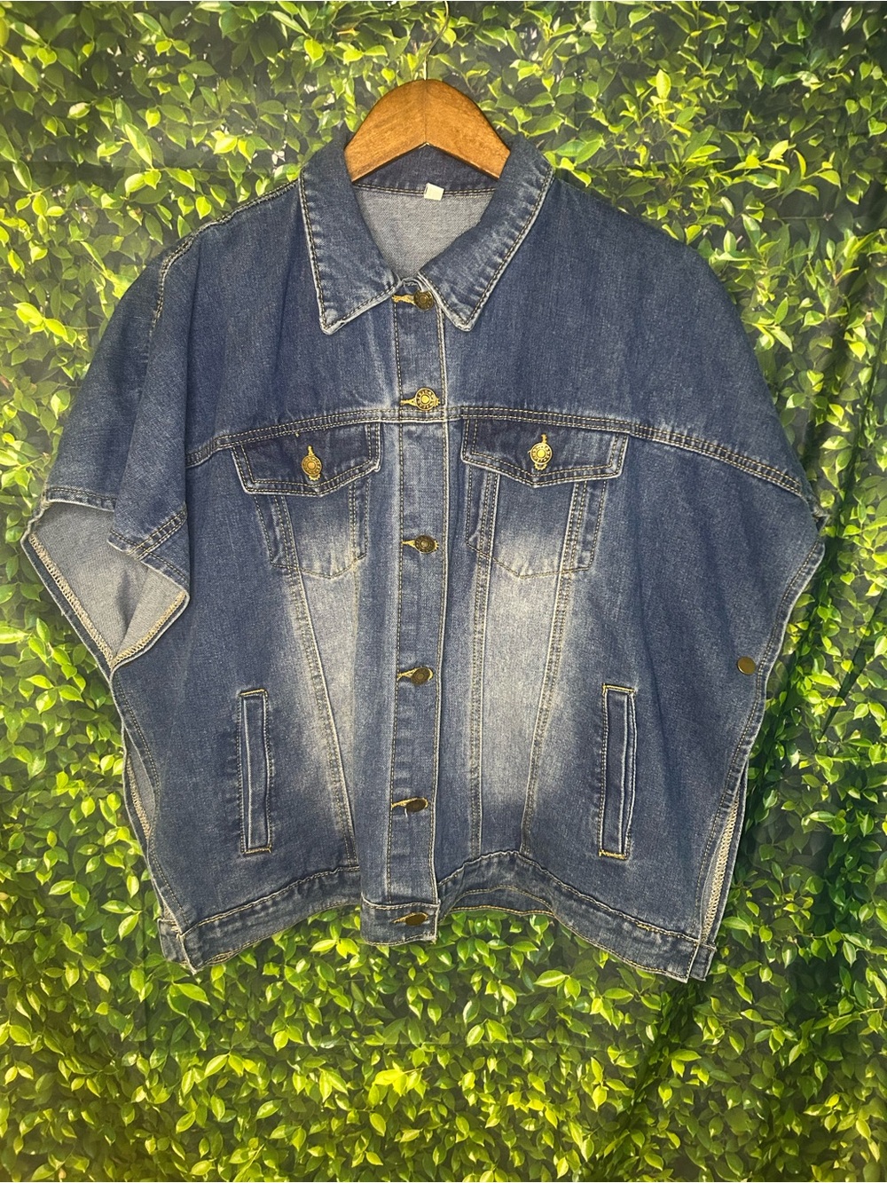 Light Wash Denim Cape - Size L